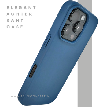 iPhone 16 Pro Donkerblauw Hoesje &ndash; Mat Design met Stevige Achterkant Bescherming