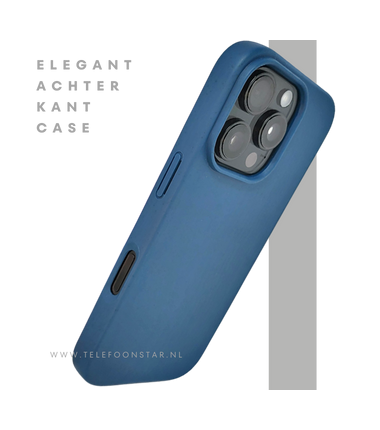 iPhone 16 Pro Donkerblauw Hoesje &ndash; Mat Design met Stevige Achterkant Bescherming