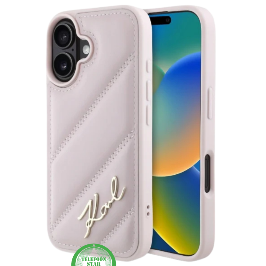 Hoesje voor iPhone 16 Luxe Roze Leren &ndash; Elegant Design met Subtiele Glans