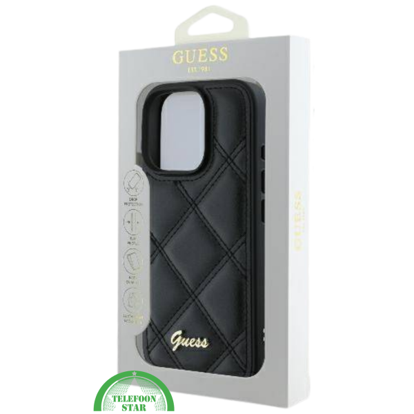 Hoesje voor iPhone 16 Pro Max &ndash; Luxe Zwarte Leren Look met Stijlvol Diamantpatroon – foto 4