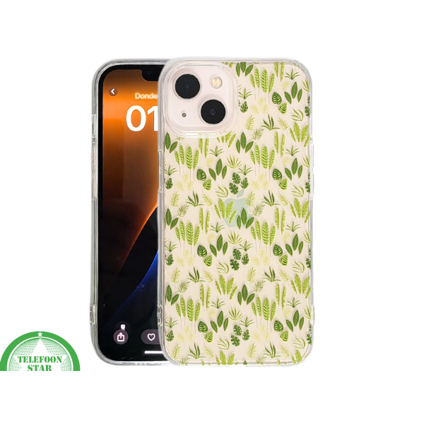GreenNature Soft Case &ndash; Bladeren Hoesje iPhone 13 / 14 Transparant | Telefoonstar.nl – foto 3