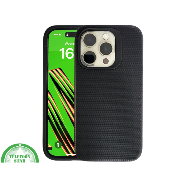 iPhone 15 Pro Max Zwart Hoesje met Structuur &ndash; Schokbestendig &amp; Zakelijk | Telefoonstar.nl – foto 3