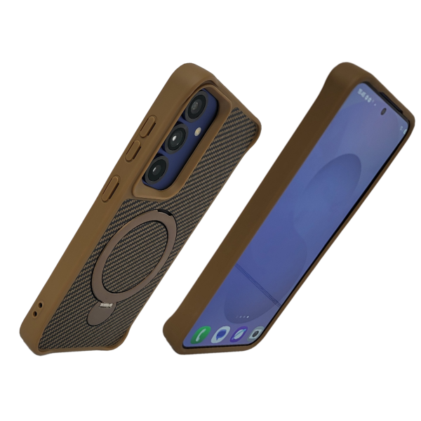 Samsung Galaxy S25 MagSafe Hoesje &ndash; Brons Carbon Look | Magnetisch &amp; Schokbestendig – foto 3