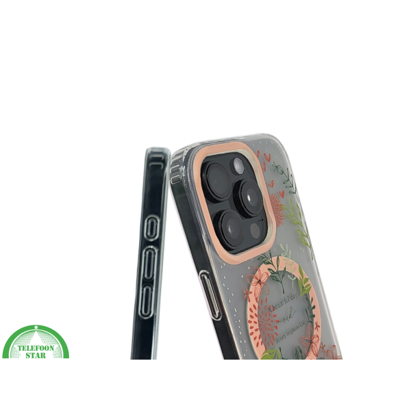 8iPhone 16 Pro Transparant Hoesje Met Bloemenprint En Elegante Tekstdecoratie – foto 6