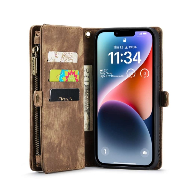 iPhone 14 3-in-1 portemonnee hoesje bruin – foto 4