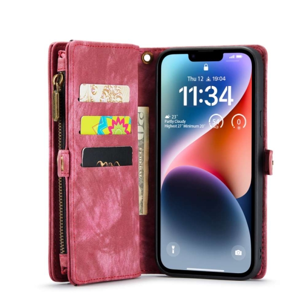 iPhone 14 3-in-1 portemonnee hoesje rood – foto 4