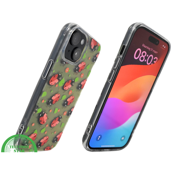 iPhone 15 Plus Hoesje &ndash; Lieveheersbeestjes Design | Transparant, Vrolijk &amp; Beschermend – foto 2