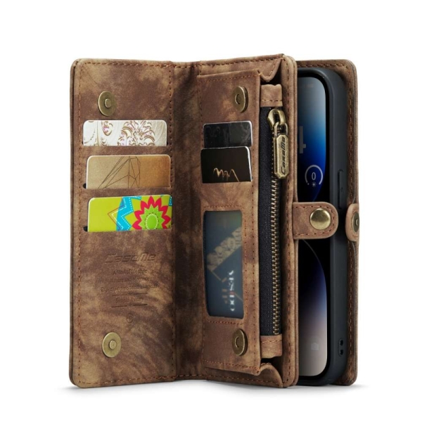 iPhone 14 Pro Max 3-in-1 portemonnee hoesje bruin – foto 5