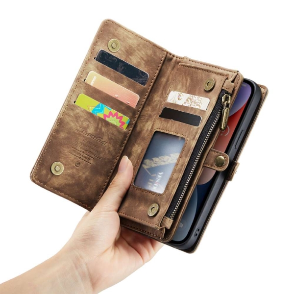 iPhone 14 3-in-1 portemonnee hoesje bruin – foto 5