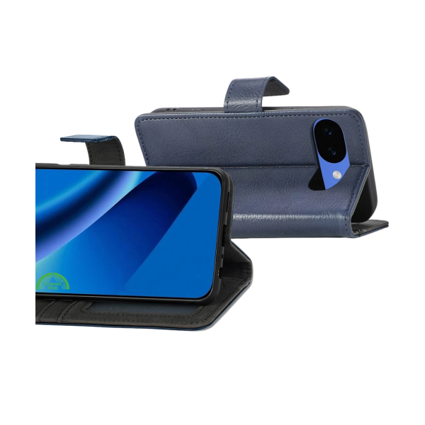 Google Pixel 10a Bookcase Hoesje blauw Leren Look Met Pasjeshouder – foto 2