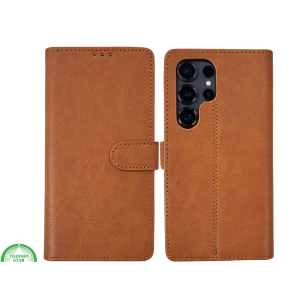 S25 Edge Boek Case Leer Stijlvolle en Beschermende Wallet Case Bruin – foto 7