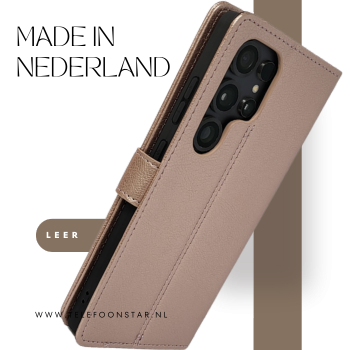 S25 Plus donker rose Leer Stijlvolle en Beschermende Wallet lather