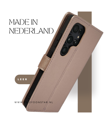 S25 Plus donker rose Leer Stijlvolle en Beschermende Wallet lather