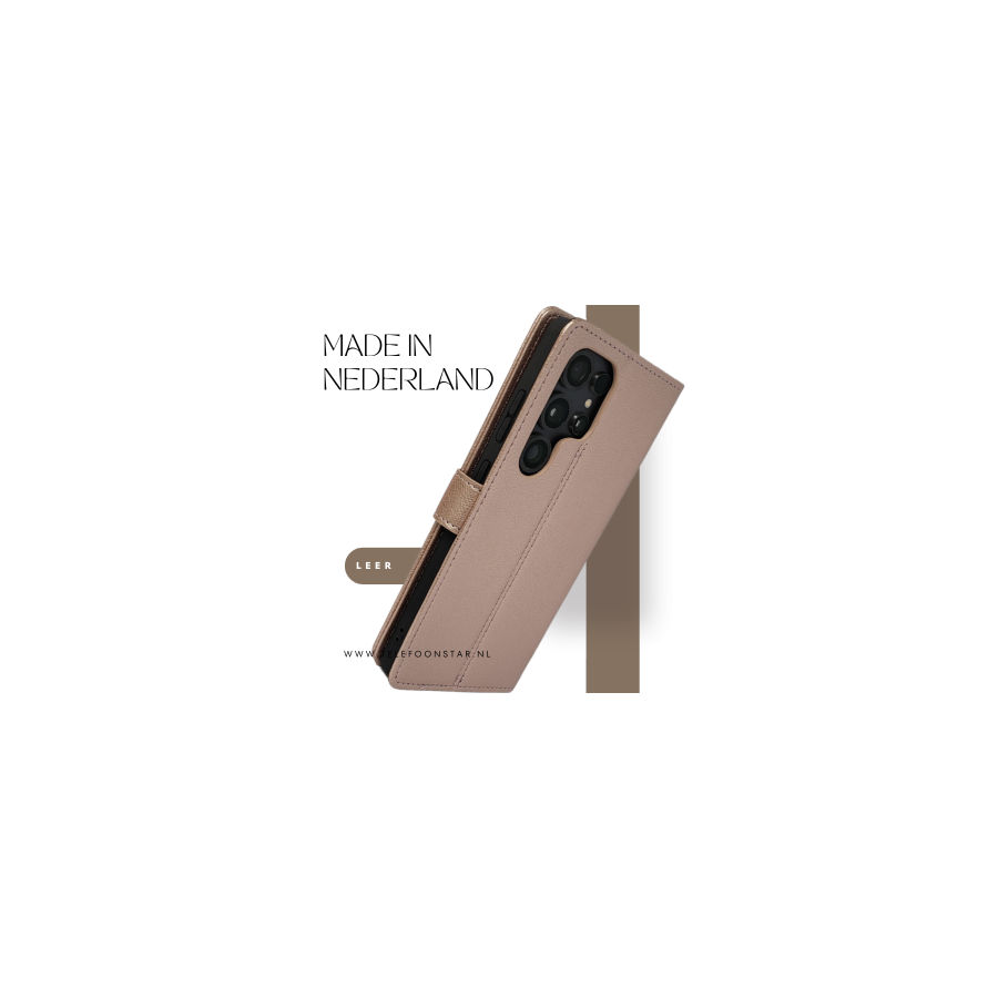 S25 Edge donker rose Leer Stijlvolle en Beschermende Wallet lather