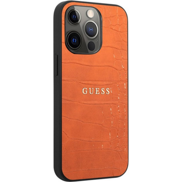 Oranje Croco Texture Hoesje iPhone 13 Pro – foto 3