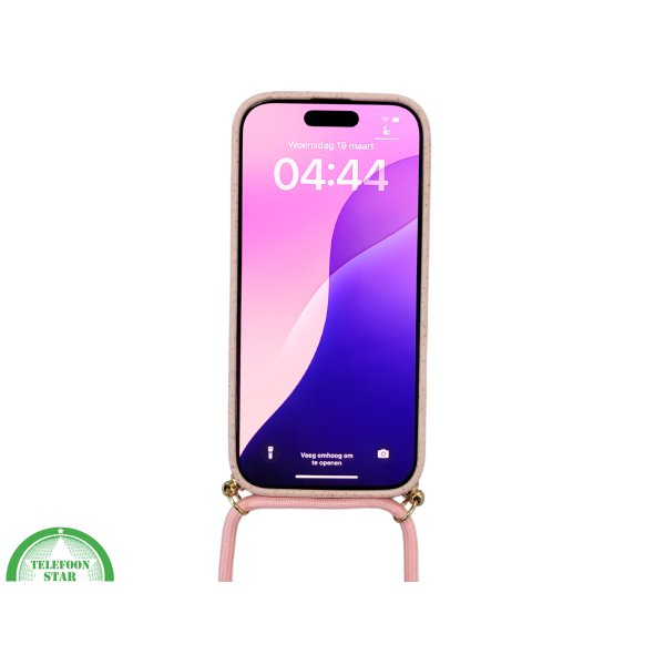 Lichtroze Koord Hoesje &ndash; Duurzaam Siliconen Touwkoord Case Met Draagkoord voor iPhone 16 Pro Max – foto 3