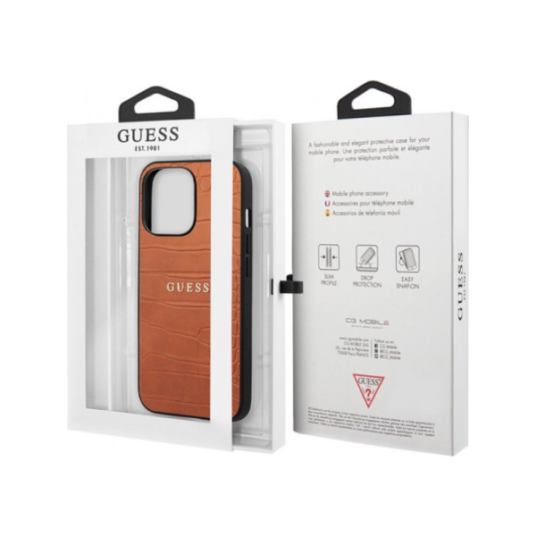 Oranje Croco Texture Hoesje iPhone 13 Pro – foto 2