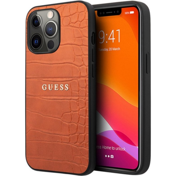 Oranje Croco Texture Hoesje iPhone 13 Pro – foto 4
