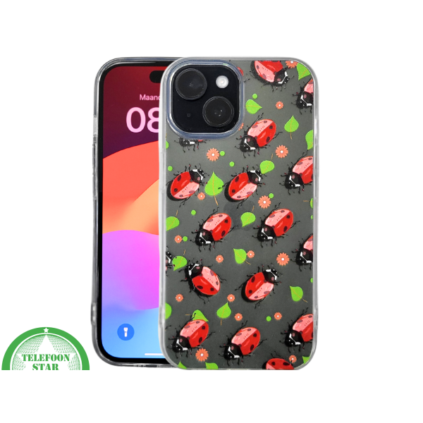 iPhone 15 Plus Hoesje &ndash; Lieveheersbeestjes Design | Transparant, Vrolijk &amp; Beschermend – foto 3