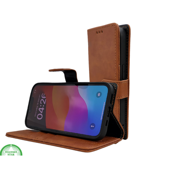 Hoesje voor iPhone 17e Licht bruin Leerlook Wallet Case – foto 2