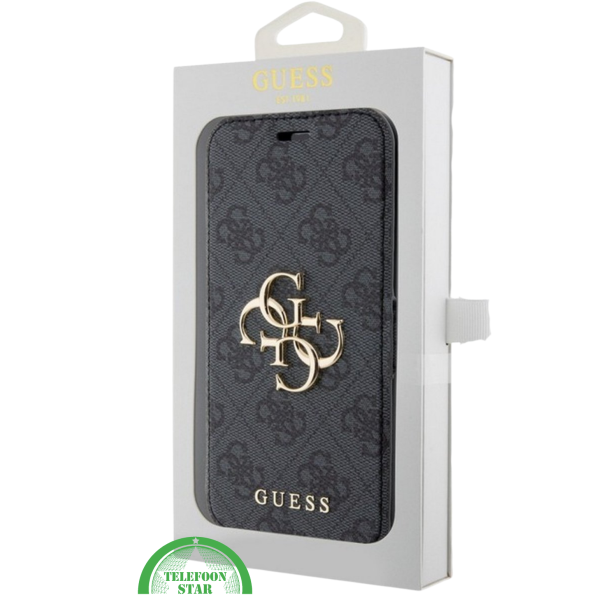 Hoesje voor iPhone 15 Pro Bookcase &ndash; Zwart Bescherming met Gouden Detail en Pasjesvak – foto 4