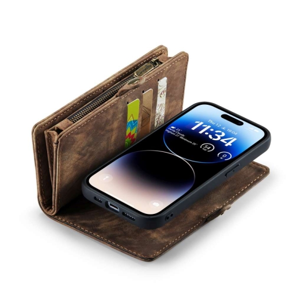 iPhone 14 Pro 3-in-1 portemonnee hoesje bruin – foto 5