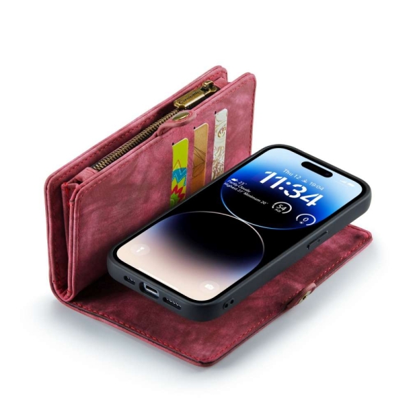 iPhone 14 Pro 3-in-1 portemonnee hoesje rood – foto 5