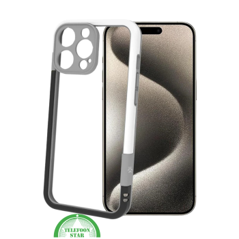 iPhone 16 Pro Max Hoesje &ndash; Transparant Frame met Versterkte Hoeken (Wit-Grijs Design)