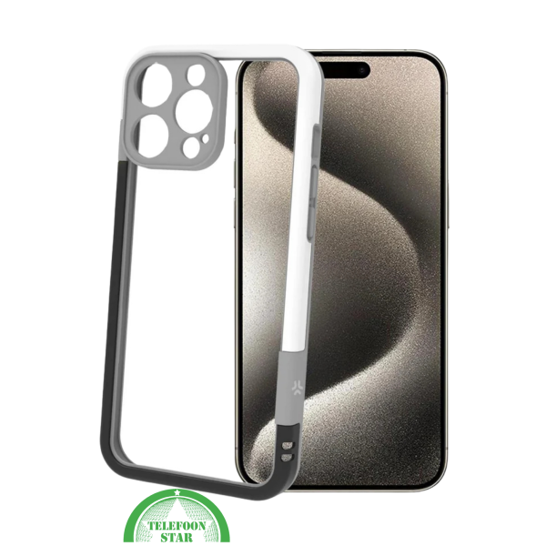 iPhone 16 Pro Max Hoesje &ndash; Transparant Frame met Versterkte Hoeken (Wit-Grijs Design) – foto 4