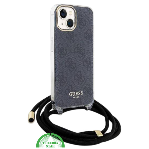 Hoesje voor iPhone 15 - Zwart Crossbody Design met Luxe Logo en Koord – foto 2