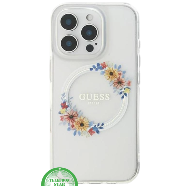 transparante iPhone 16 Pro hoesje met kleurrijk bloemenontwerp – foto 2