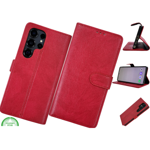 Rood hoesje met 3 pasje voor S25 Edge – foto 2