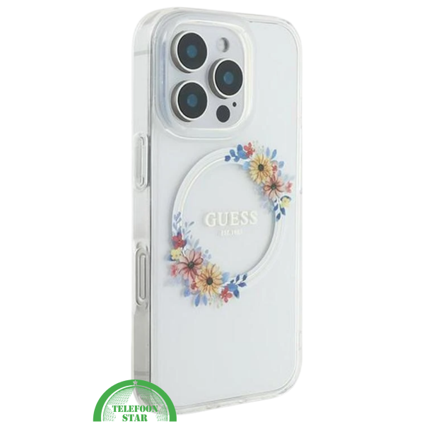 transparante iPhone 16 Pro hoesje met kleurrijk bloemenontwerp – foto 3