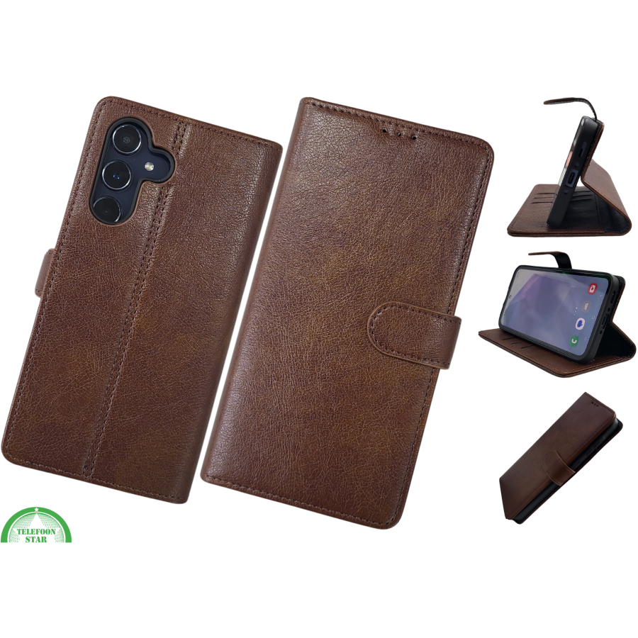 Samsung Galaxy A56 Boek Case Leer Stijlvolle en Beschermende Wallet Case donkerbruin