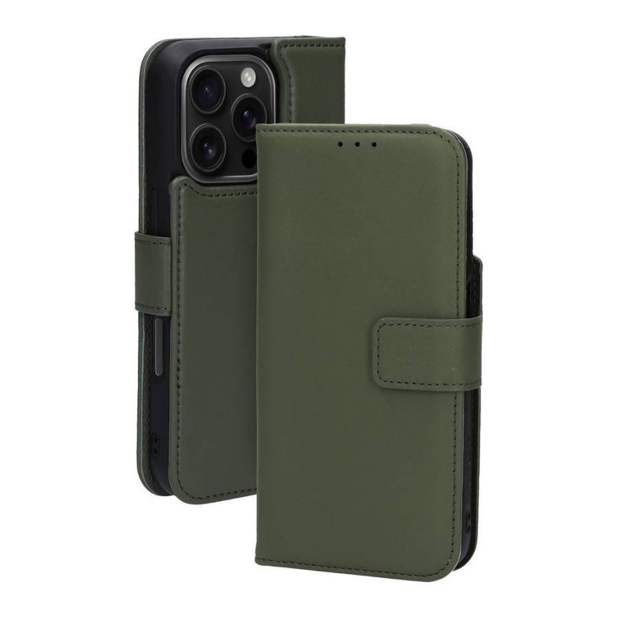Groen Wallet Hoesje iPhone 13 Pro &ndash; Leerlook &amp; Kaartvakken | Telefoonstar