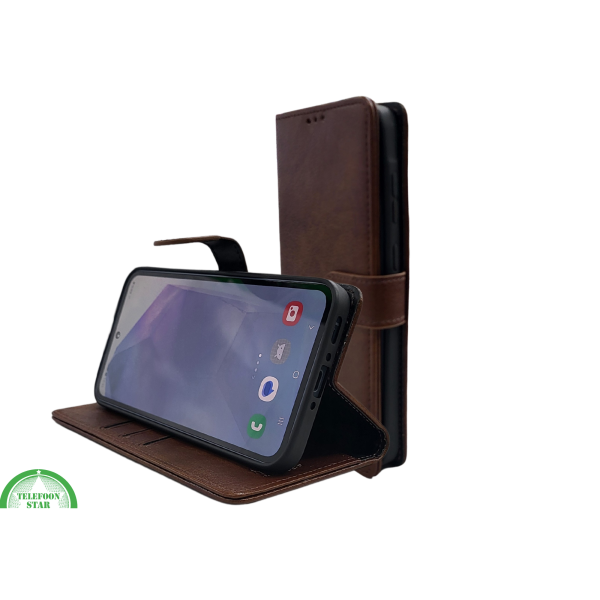 Samsung Galaxy A56 Boek Case Leer Stijlvolle en Beschermende Wallet Case donkerbruin – foto 2