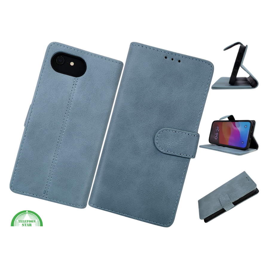 Hoesje vooor iPhone 17e Boek Case Leer Wallet Case Donkerblauw