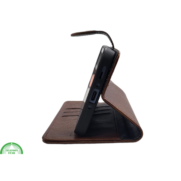S25 Plus Boek Case Leer Wallet Case Donker Bruin – foto 4