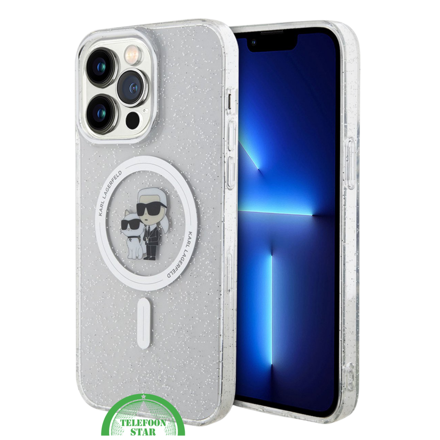 Hoesje voor iPhone 15 Pro Transparant  &ndash; MagSafe Case met Glitters en Design