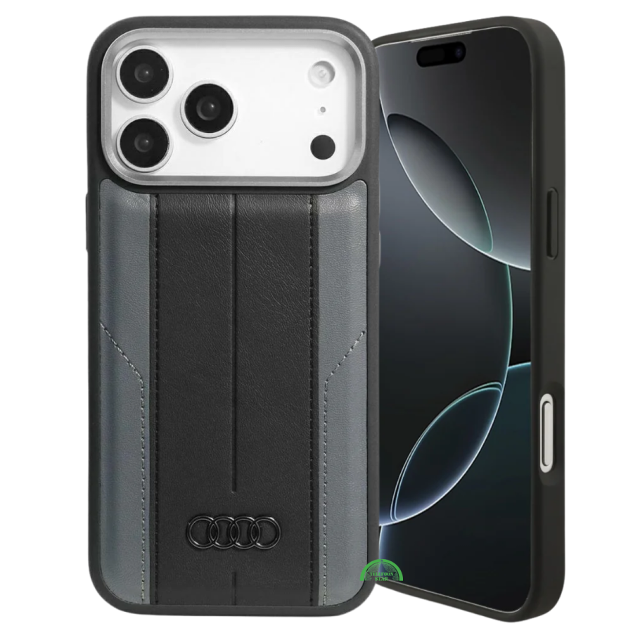 Hoesje voor iPhone 17 Pro Zwart Slank en Leather Stripe Case