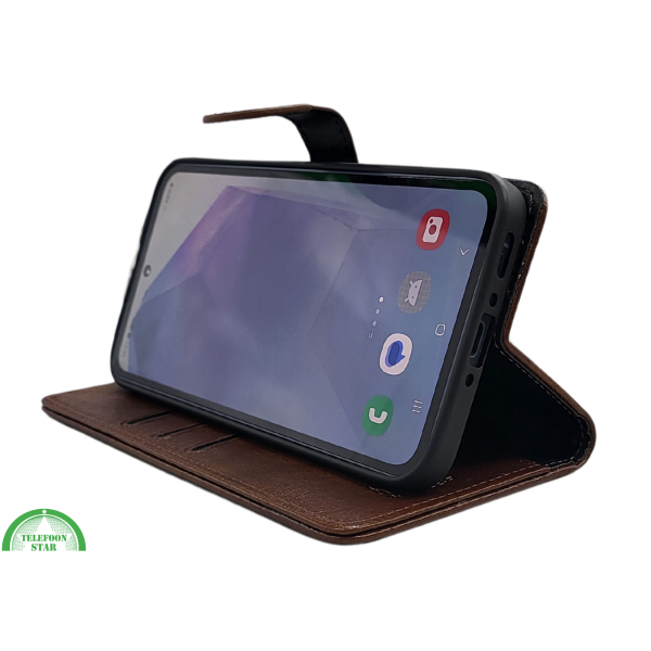 Samsung Galaxy A56 Boek Case Leer Stijlvolle en Beschermende Wallet Case donkerbruin – foto 5
