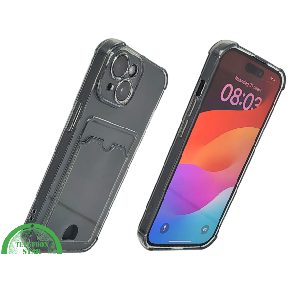 iPhone 15 Transparant Hoesje &ndash; Met Opklapbare Kaarthouder &amp; Stevige Bescherming – foto 2
