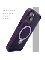 iPhone 15 Plus Hoesje Donkerpaars &ndash; Met Uitklapbare MagSafe-Ring en Extra Grip