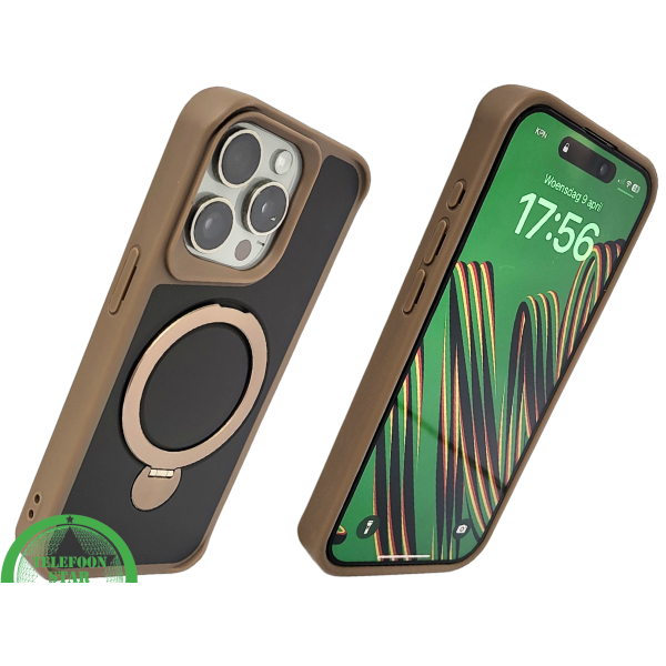 iPhone 15 Pro Max Hoesje met Ringhouder &ndash; Luxe Bescherming in Bruin-Zwart Design – foto 2
