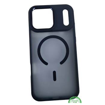 Dun Hoesje iPhone 17 Pro Max met Magnetische Ring &ndash; Transparant Zwart