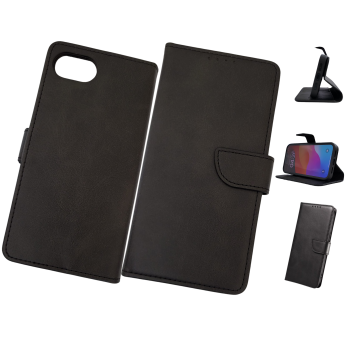 Hoesje voor iPhone 17e Zwart Leerlook Wallet Case Kaartvakken