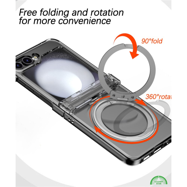Samsung Galaxy Z Flip 7 Hoesje Transparante Bescherming met Magnetische Ring en Standfunctie – foto 5