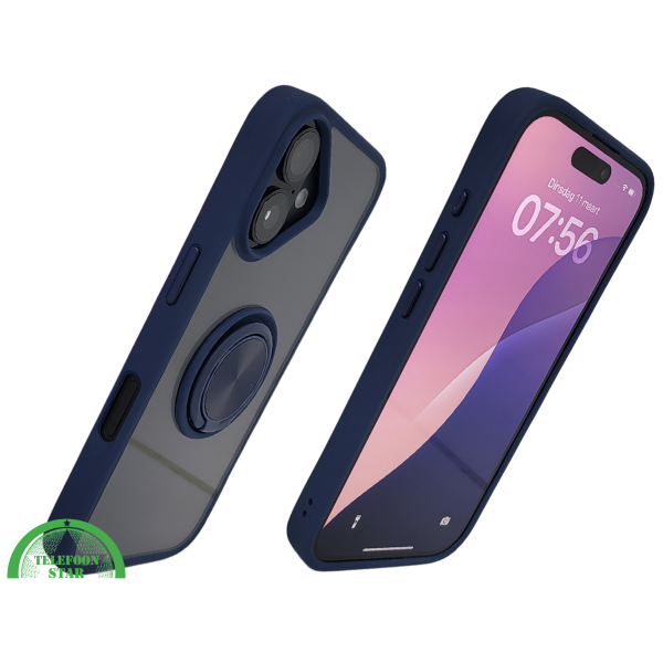 iPhone 16 hoesje blauw transparant cover met MagSafe ring en bescherming – foto 2