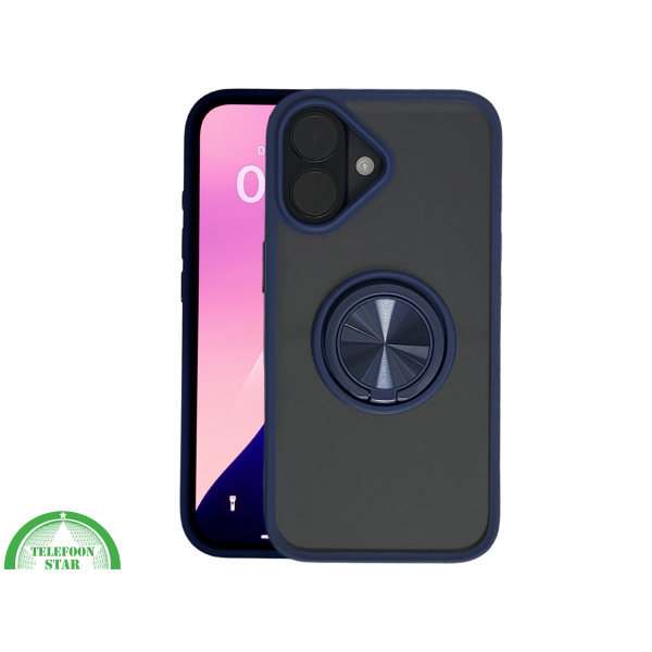 iPhone 16 hoesje blauw transparant cover met MagSafe ring en bescherming – foto 3