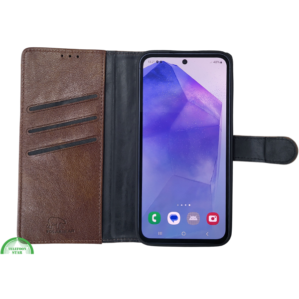 S25 Plus Boek Case Leer Wallet Case Donker Bruin – foto 8